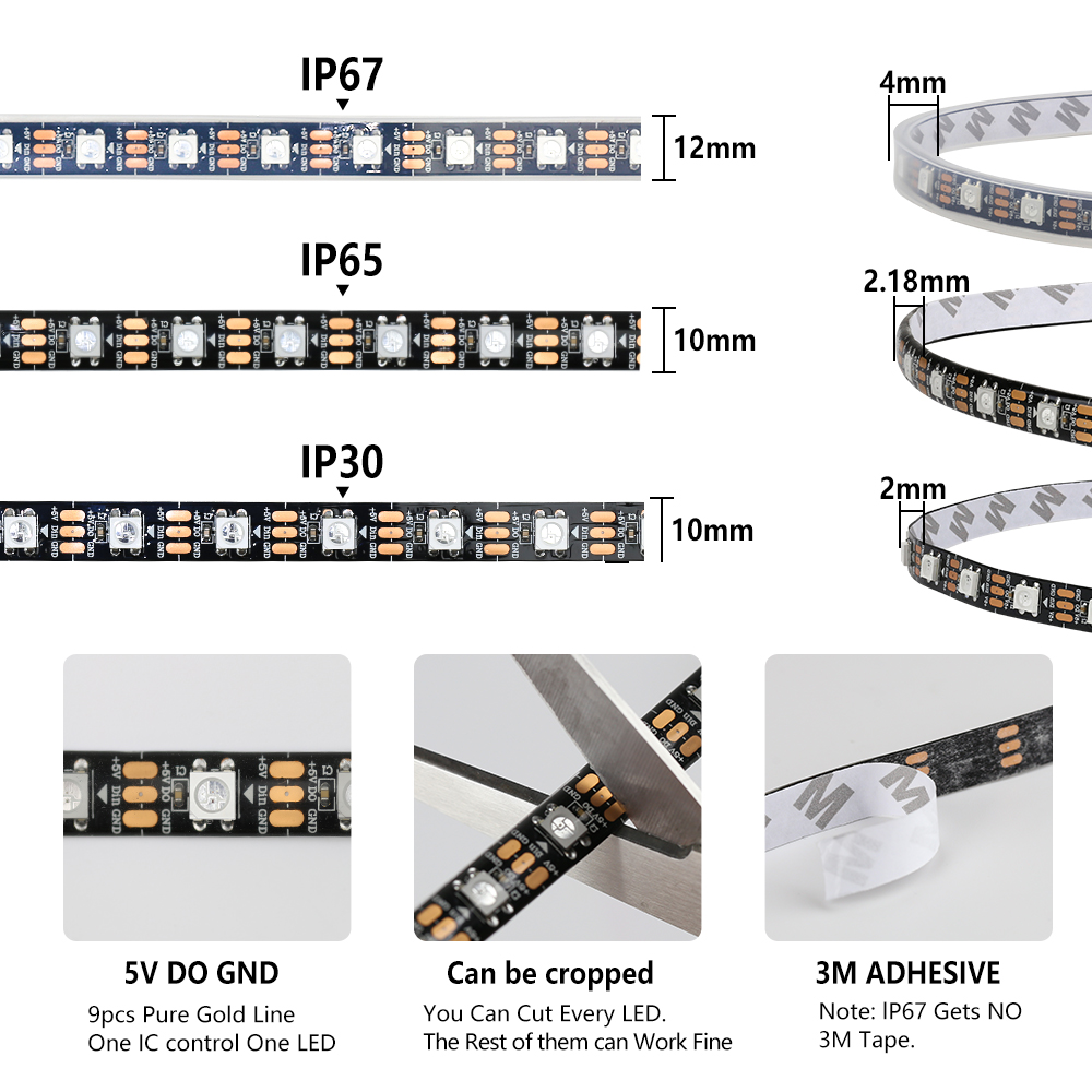 WS2812B Strip lampu Led RGBIC  - Neopixel ulasan dan harga