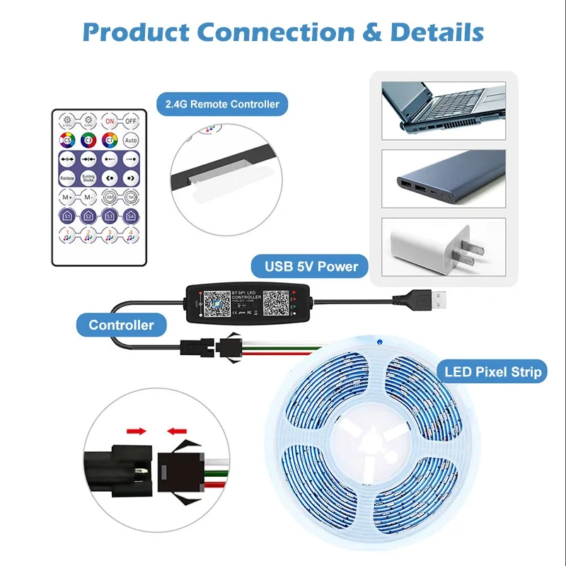 WS2812B pengontrol lampu Bluet - Ws2812B Strip 5V ulasan dan harga